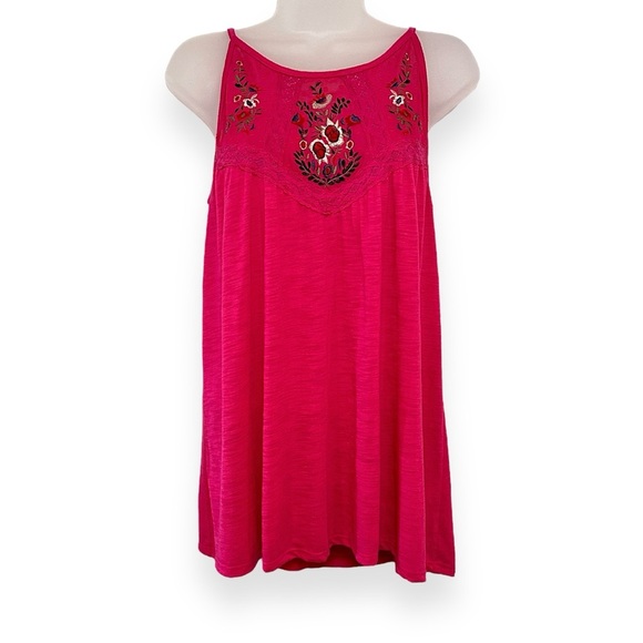 Pink Embroidered Flowy Summer Tank - Picture 3 of 4
